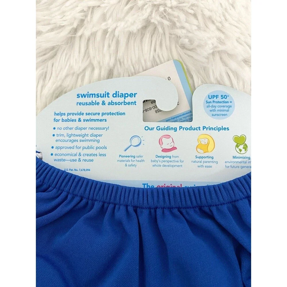 Green Sprouts Baby Swimsuit Diaper Boys Size 12 Months Blue Reusable Beach Swim